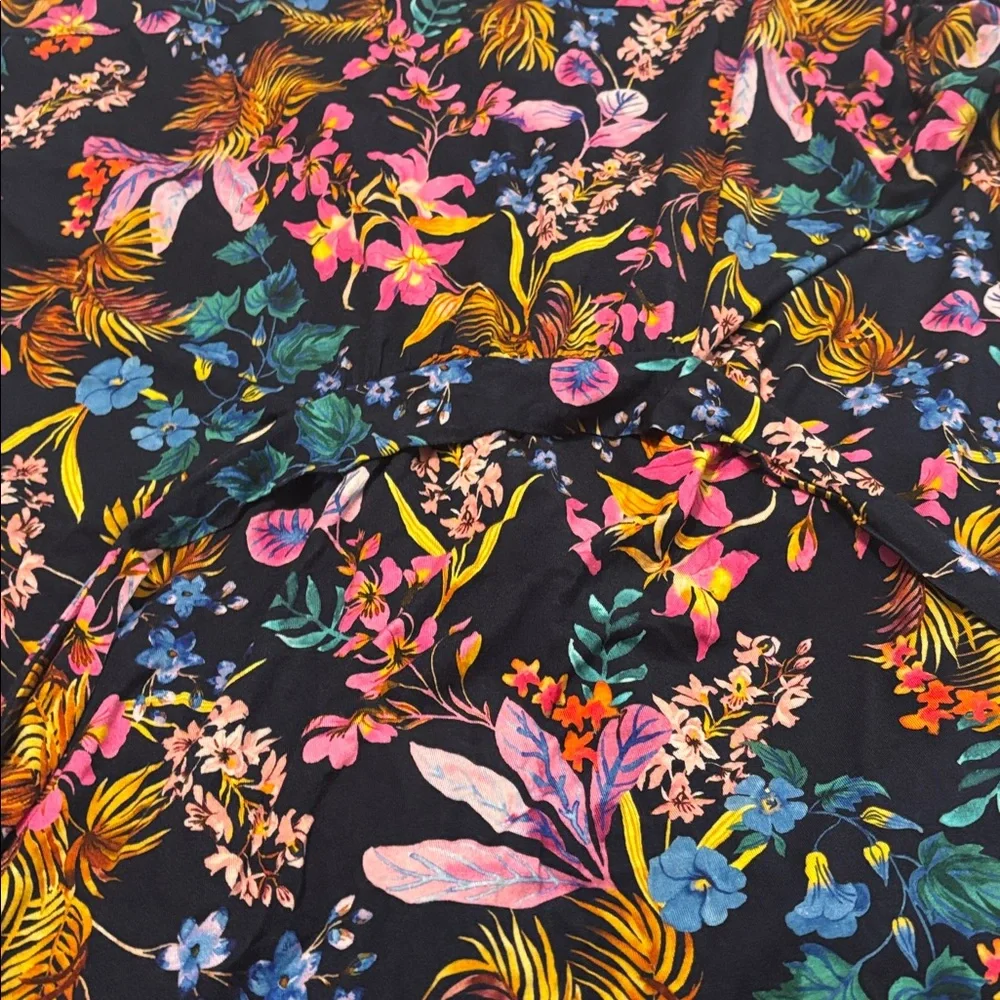Soma Cool Nights kimono-style wrap robe Blooming Tropical Navy pattern SZ L/XL - Picture 10 of 11